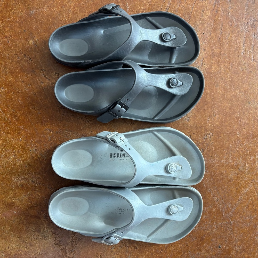 Birkenstock Sandals in Dark and Light Gray